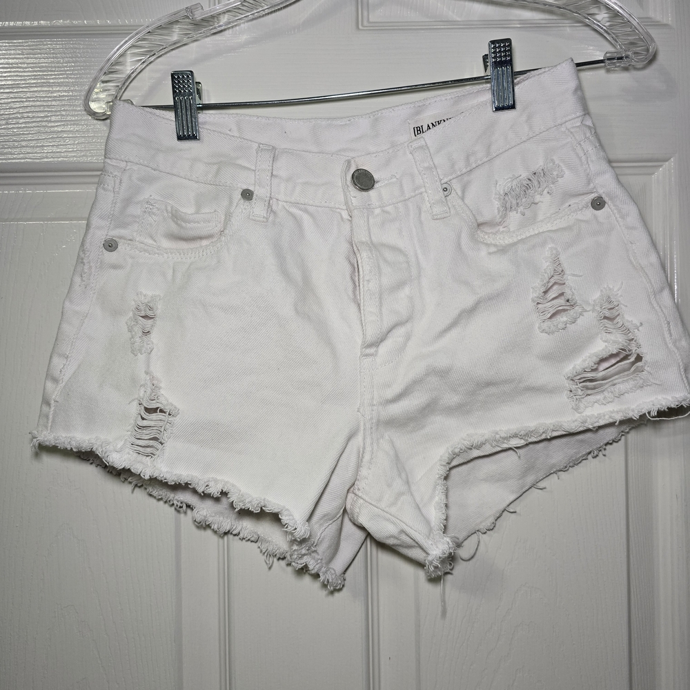 BlankNYC, White Distressed Denim Shorts